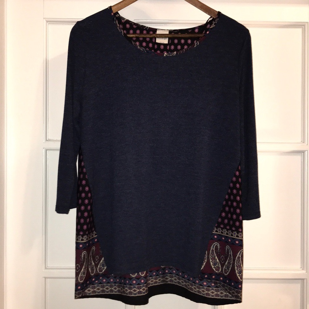 Kaileigh Mixed Print Paisley Top  B12